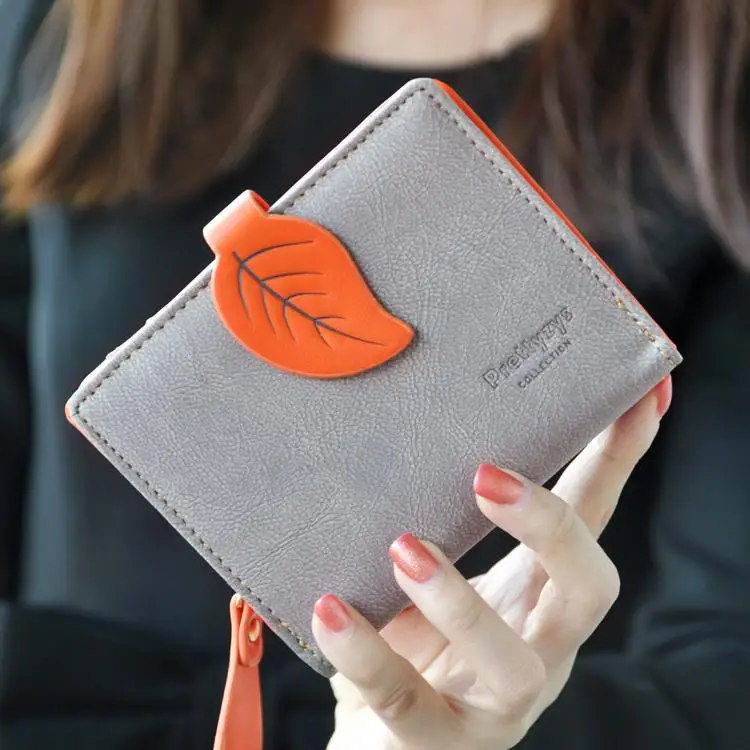  2016 New Fashion Women Wallet Ladies Short Wallets Leather Small Leaves Wallet Coin Purse Girl Card Holder Clutch Bag 