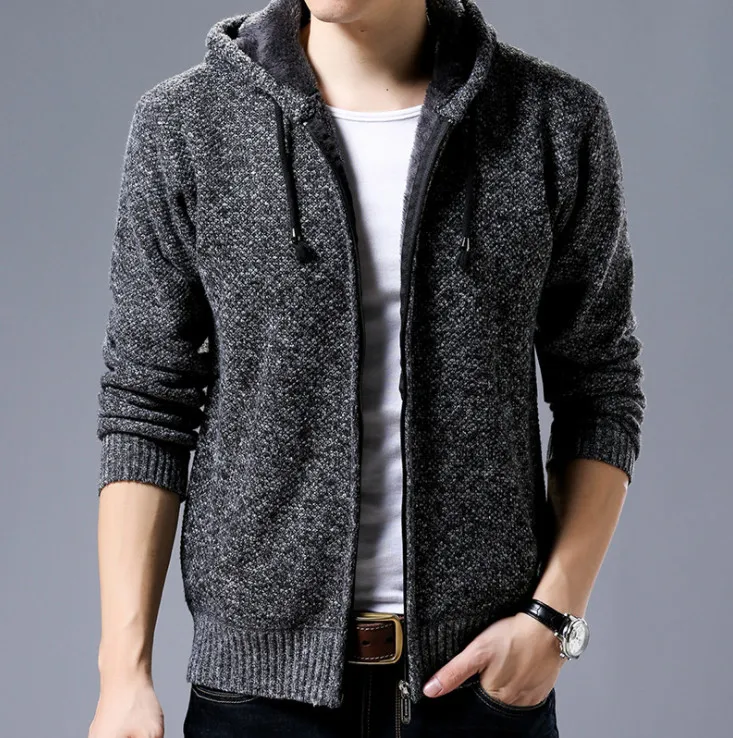 

New Brand Fashion Sweater Men Casual Mens Solid Color Autumn Jacket Men Coats Casual hooded Jackets For Mens Zipper