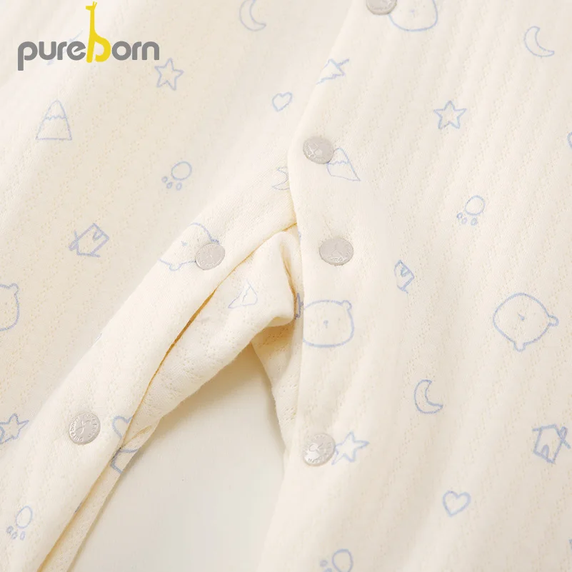 Pureborn/комбинезон с длинными рукавами для новорожденных Комбинезон маленьких