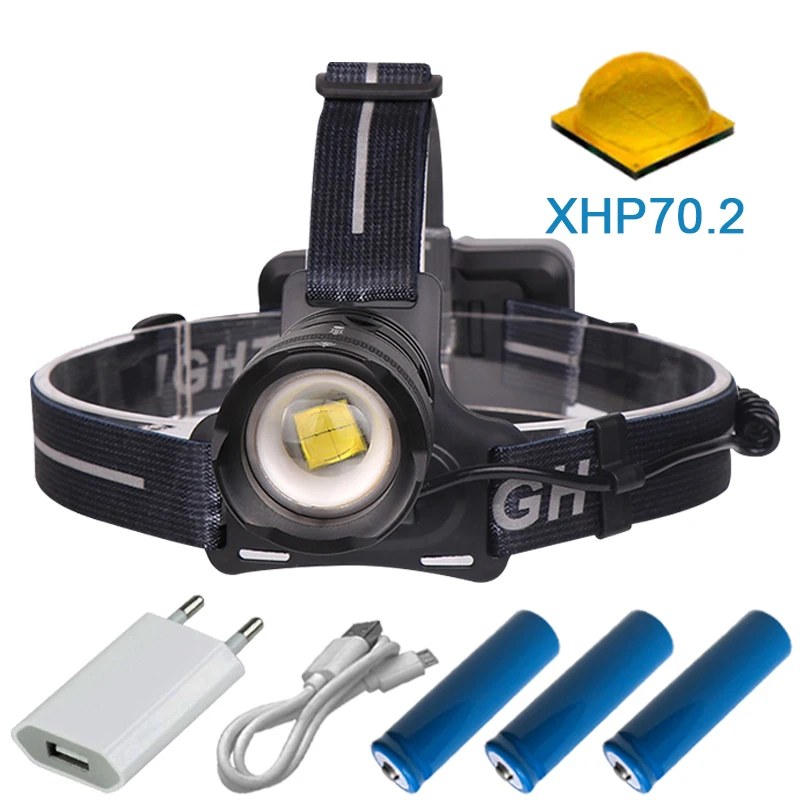 Налобный фонарь 8000 Люмен мощный светодиодный налобный XLamp xhp70.2 перезаряжаемый xhp70
