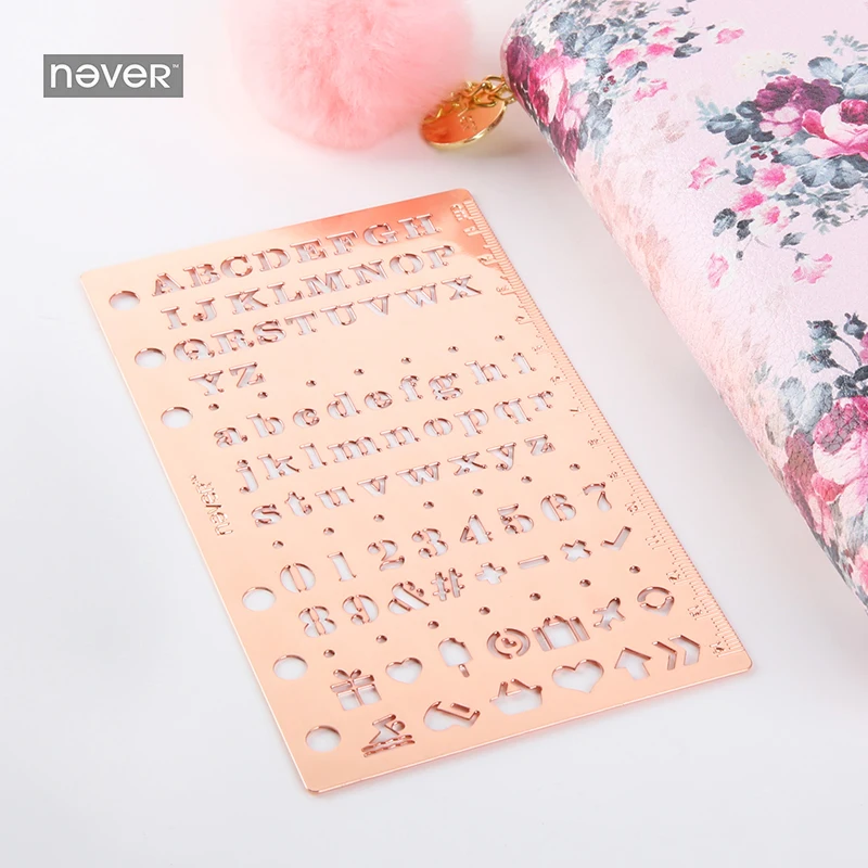 NEVER Stationery Planner Stencils Ruler Notebook Diary multi-function stainless steel Ruler for graffiti drawing School Supplies