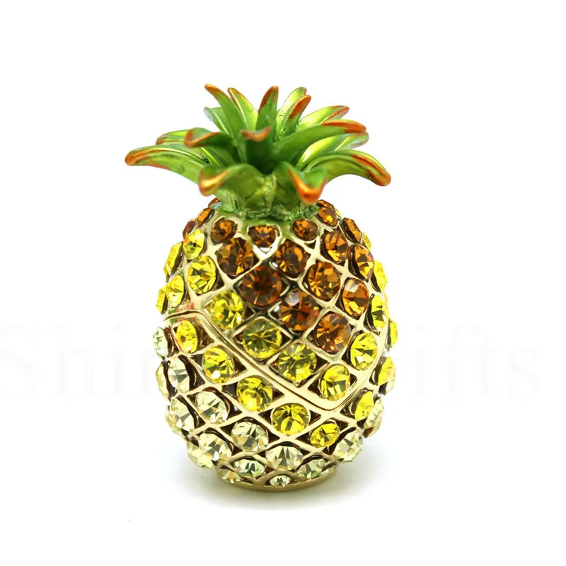 Full Diamond Style Miniature Pineapple Jeweled Trinket Box Jewelry Box