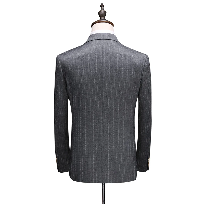 (Blazer+Vest+Pants) Mens Wedding Suit Male Blazers Slim Fit Suits for Men Costume Business Formal Party Classic  Gray / S-5XL