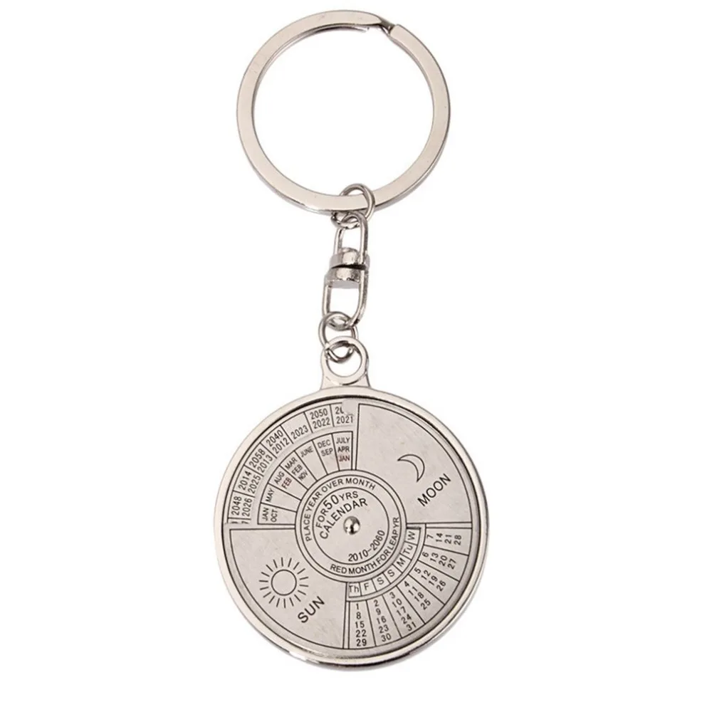 

Mini Retro Trendy Zinc Alloy Super Perpetual Calendar Unique Metal Key Chain Ring 50 Years Keyring KeyChain Ideal Companion