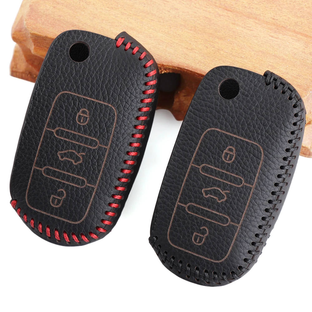 2016 New genuine leather car key cover For VW Skoda Octavia Fabia