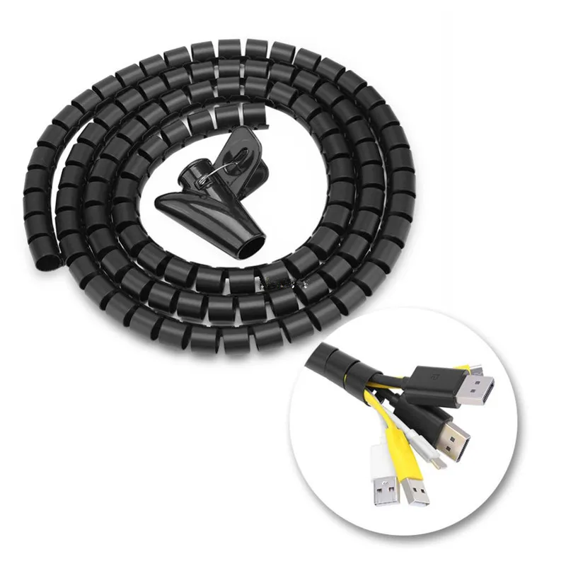 1Pc 4 Sizes New Spiral Tube Cable Organizer Wire Wrap Cord Protector Wire Storage Pipe Cable Winder Length 2M 1Pc 4 Sizes New Spiral Tube Cable Organizer Wire Wrap Cord Protector Wire Storage Pipe Cable Winder Length 2M