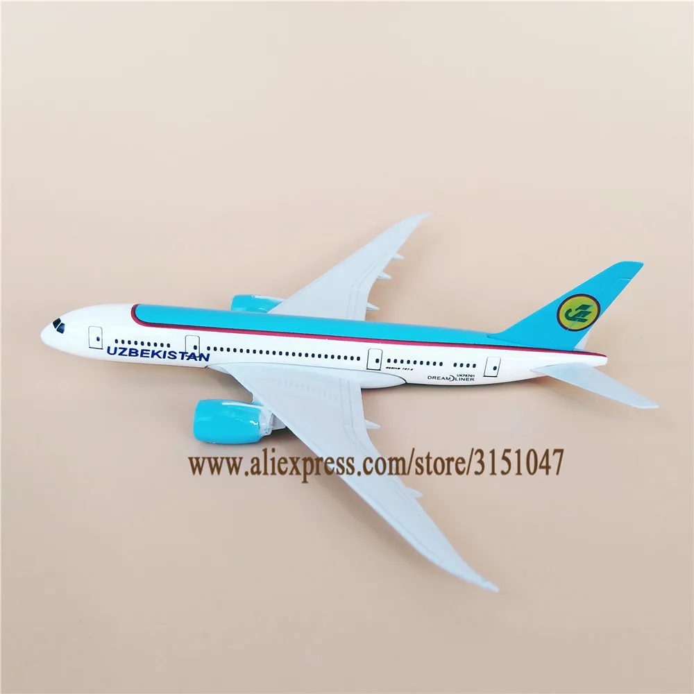 16 см Air UZBEKISTAN Boeing 787 B787 Авиакомпания Самолет Модель сплав Металл литье под давлением Модель Самолет Авиакомпания Airways детский подарок