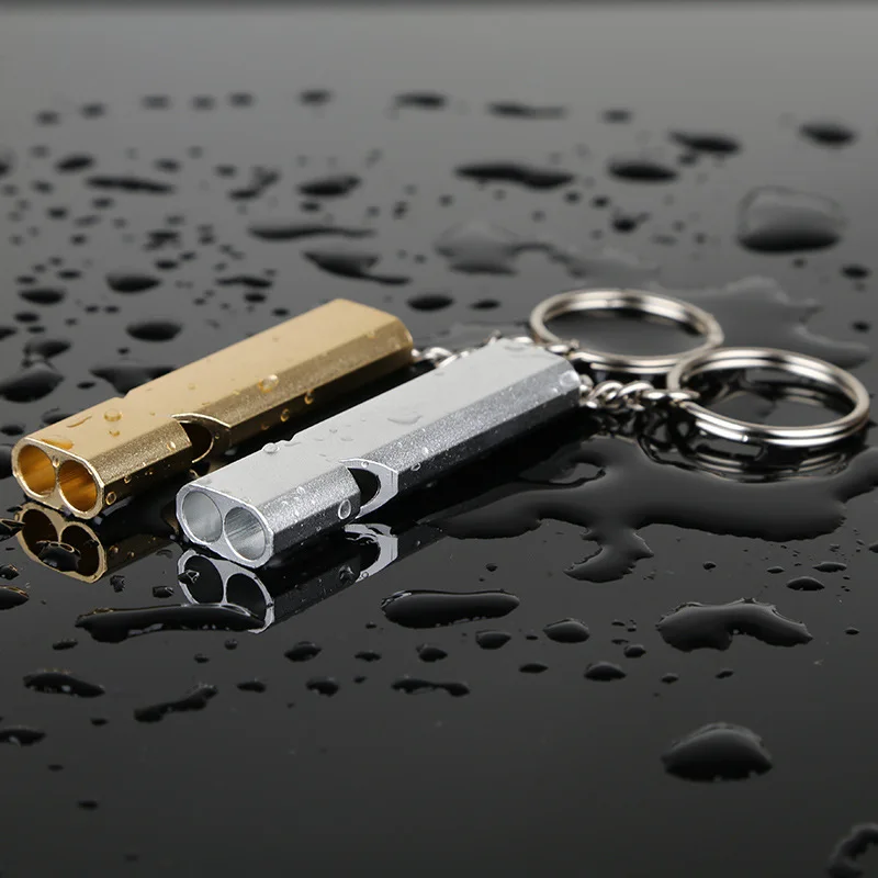 

Mini Portable 150db Double Pipe High Decibel Outdoor Camping Hiking Survival Whistle Double-frequency Emergency Whistle Keychain