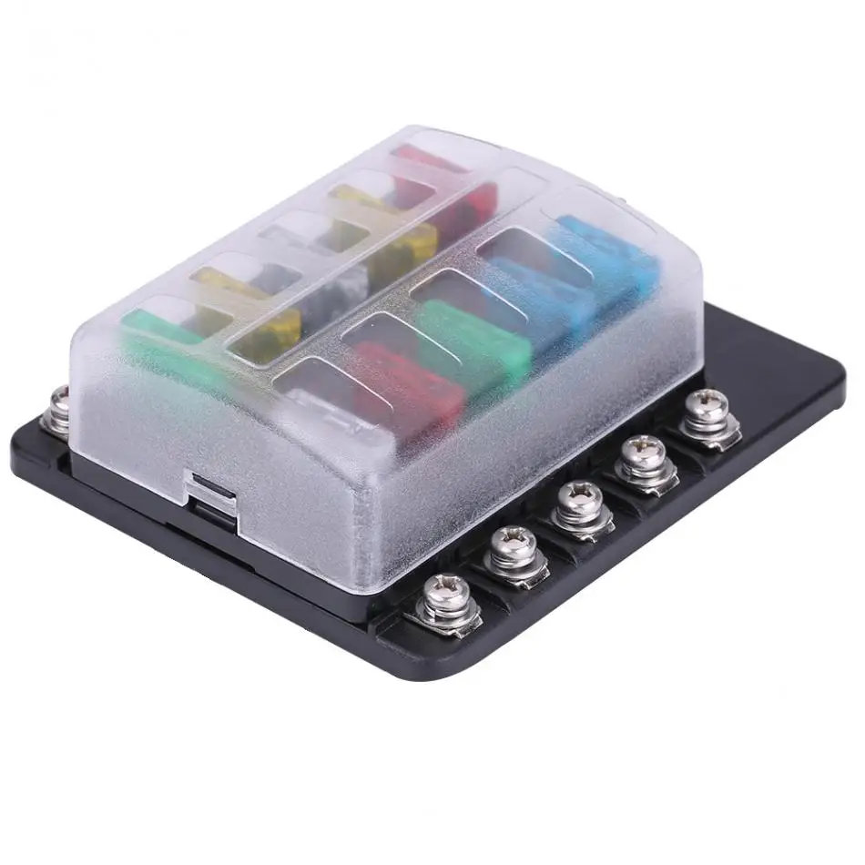 

New 1 Set 10 Way Circuit Blade Fuse Box Standard ATO ATC Block Holder Kit for Auto Car Truck Boat Blade Fuse Holder