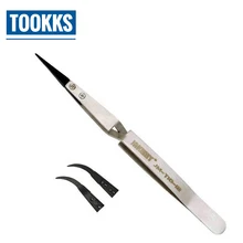 JM-T10-12 антистатические ESD пинцет из нержавеющей стали прецизионные пинцеты с изогнутой/прямой пластиковой головкой для ремонта материнской платы