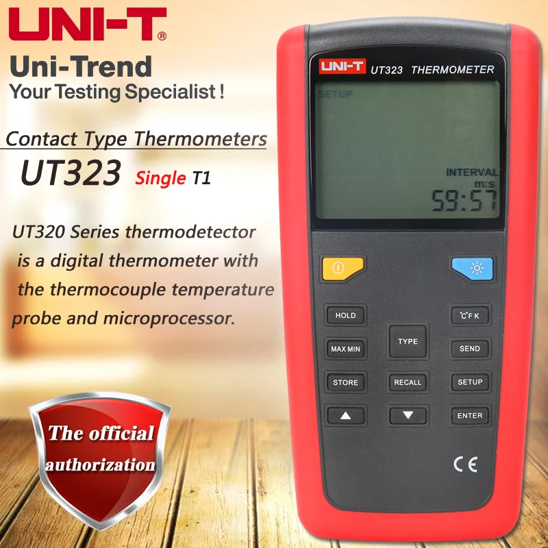 

UNI-T UT323 Contact Thermometer Digital Thermometer Data Storage USB Data Transfer Auto Shutdown LCD Backlight