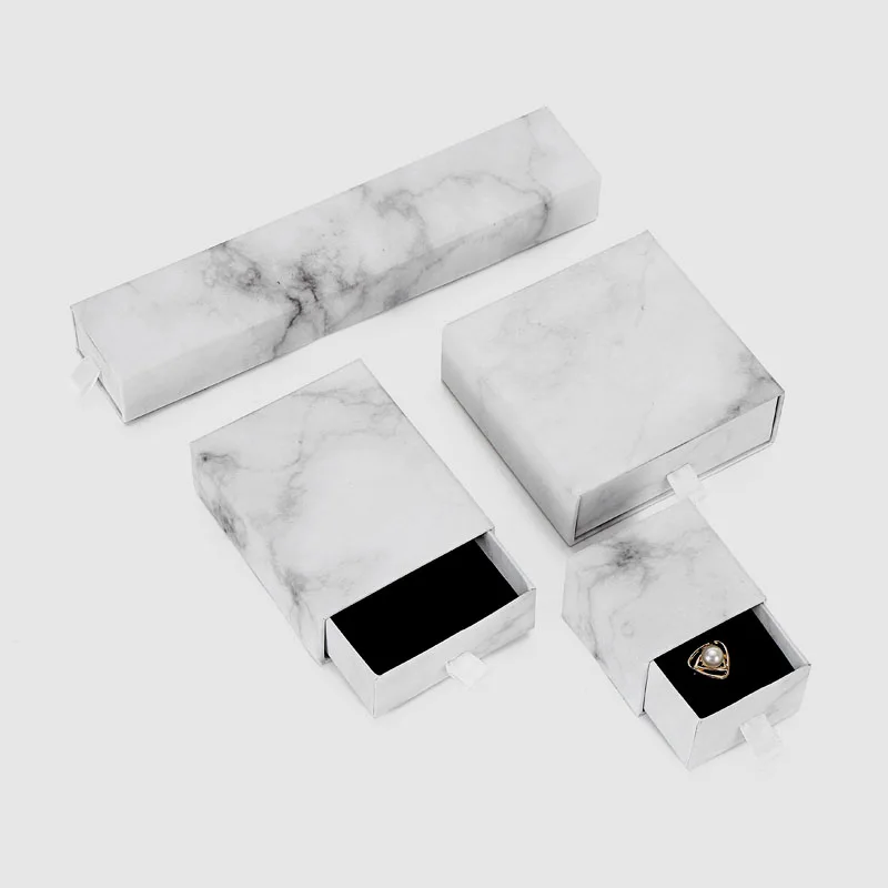 

Available Customized LOGO Wholesale 60pc/lot Free shipping Box for jewelry 900G cardboard Marble Paper Draw Box for Ring Earring