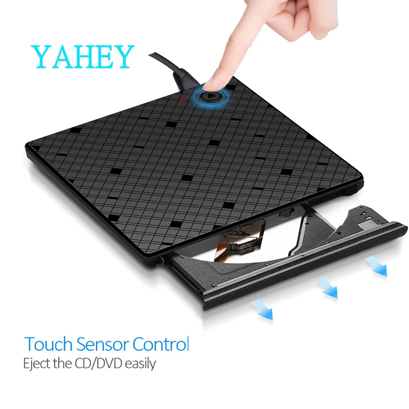 

USB 3.0 Touch Control DVD Ultra Slim External CD/ DVD RW/CD ROM/ DVD ROM Drive/Writer/Burner Portable for Windows 7/8/10 MAC OS