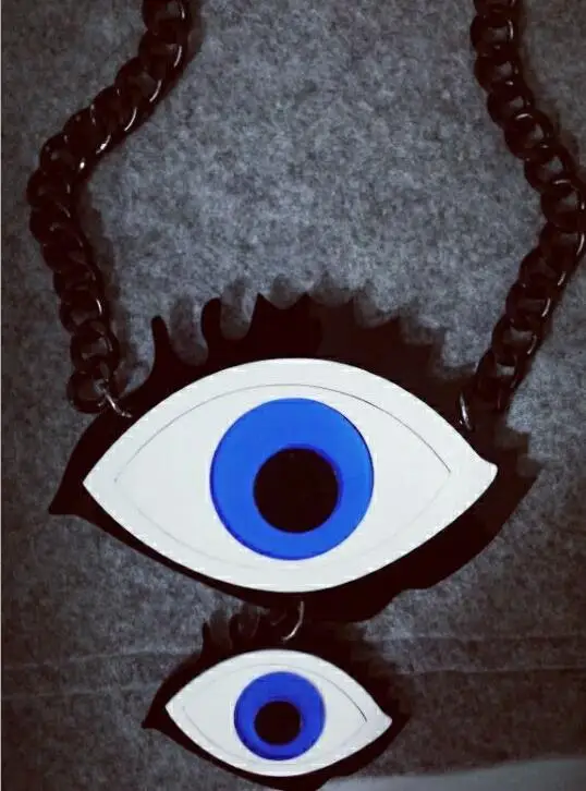 

Fashion Punk Long Chain Acrylic Big Eyes Pendant Necklace For Women Hip Hop Night Club Jewelry