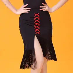 Сексуальные Латинской юбки для танцев для женский, черный фантазия юбка дамы Хорошее качество эластичные Бальные показывая Оригинальный