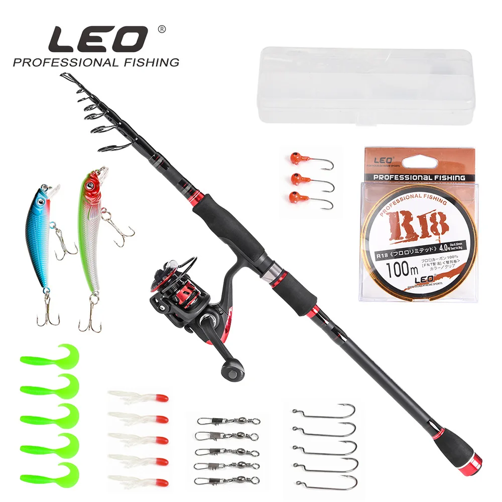تلسكوبي الصيد رود كومبو و بكرة طقم كامل الغزل الصيد بكرة والعتاد القطب مجموعة 100 M خيط صنارة الصيد السحر السنانير تهزهز رئيس