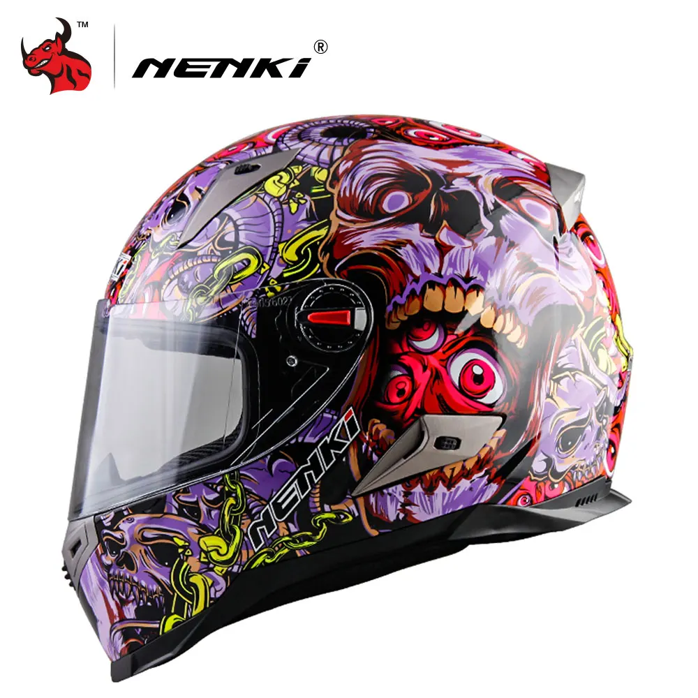 NENKI мотоциклетный шлем, мотоциклетный шлем для мужчин, мотоциклетный шлем для мотокросса, мотоциклетный шлем для мотокросса, Сертификация ECE - Цвет: purple skeleton
