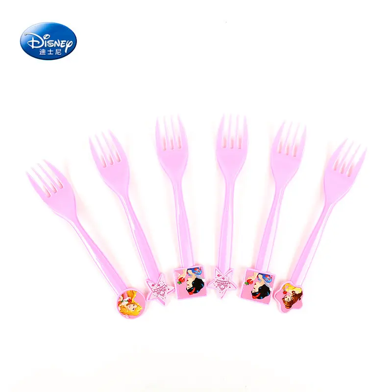 Дисней шесть принцесс тема одноразовый стол Принцесса Жасмин чашки тарелка семья вечерние Baby Shower День рождения украшения питания - Цвет: Forks-6pcs