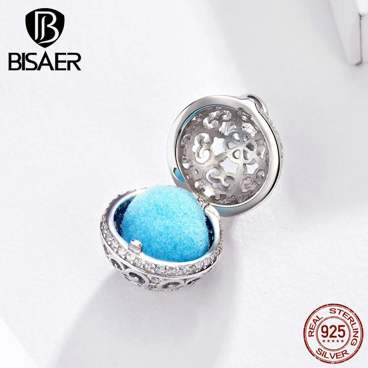 BISAER, 925 пробы, серебряные, очаровательные духи, шар, коробка, клетка, подвески, бусины, подходят для женщин, браслеты и ожерелья, сделай сам, ювелирные изделия ECC1198