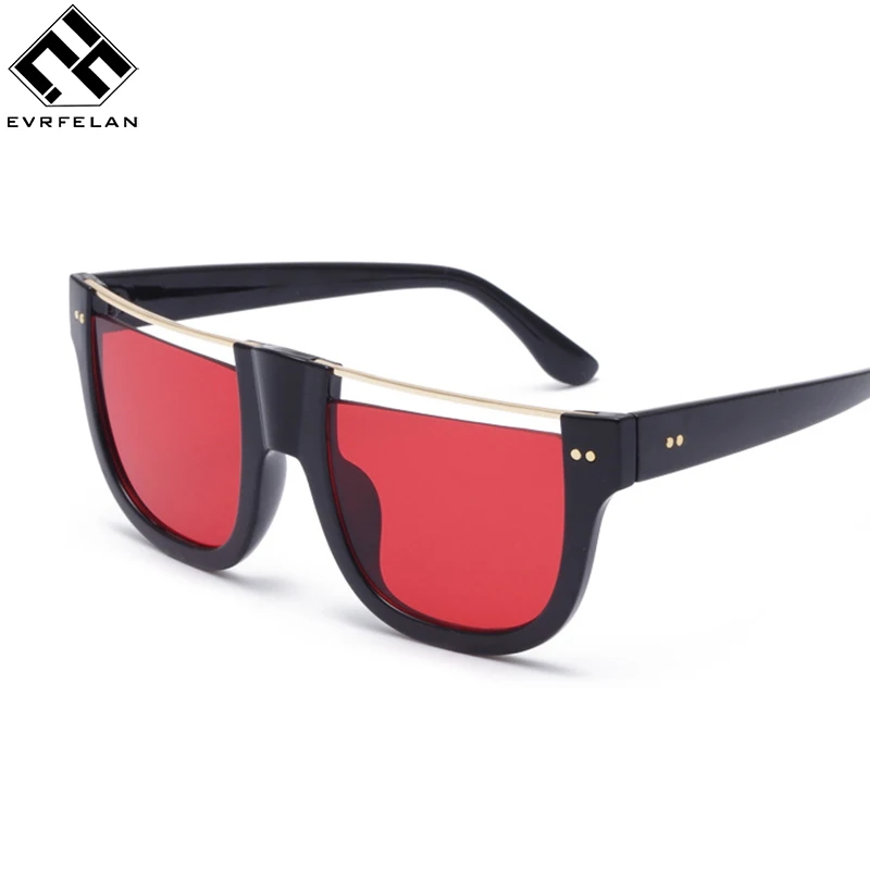 

Evrfelan Sunglasses 2019 New Fashion Rectangle Personality Cool Sunglasses Unisex Semi-Rimless