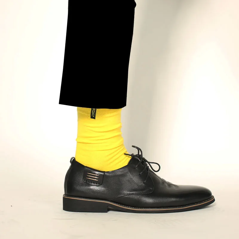 SP& CITY, 7 цветов, уличная одежда, мужские носки, высокие, одноцветные, крутые, хлопковые носки, Vogue, повседневные, мужские, счастливые носки, смешная Мода, бизнес неделя, носки - Цвет: light yellow