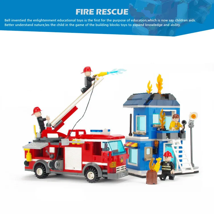 

431pcs Fire Rescue CITY Truck Fireman Firefighting Station Helicopter technic Building Blocks Figures Educational Toys Boys Set