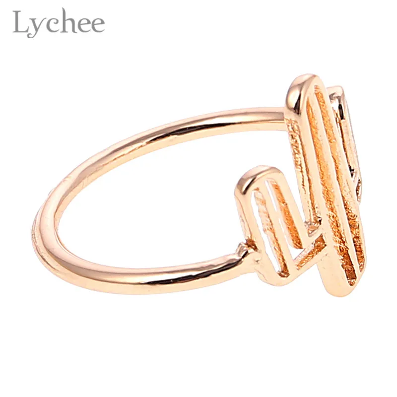 Lychee трендовые металлические кактусы полые женские кольца Золотой Цвет