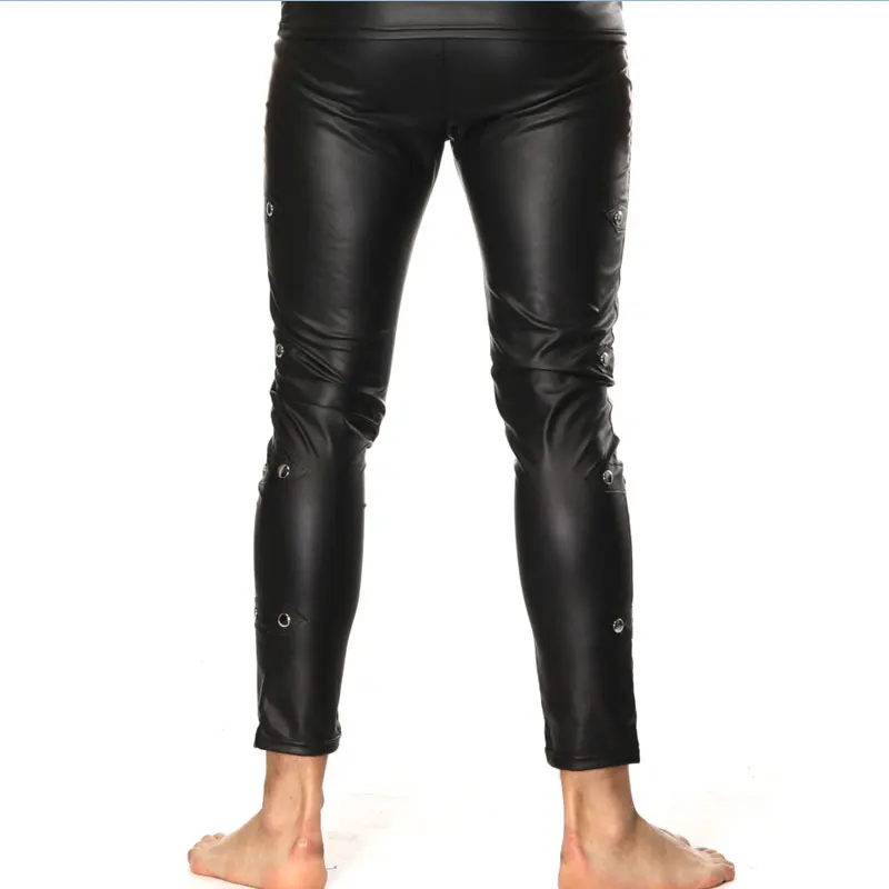 Плюс размер мужские леггинсы для фитнеса брюки сценическое сексуальное нижнее белье Мужская латексная искусственная кожа ПВХ гей клуб танцевальная одежда