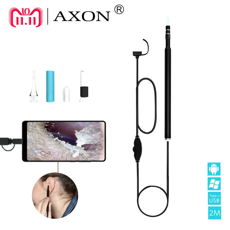 

AXON Endoscope USB Visual Ear Spoon Multifunctional Earpick Ear Cleaner Dental Tooth Cleaning Tools otoscopio medico Health Care