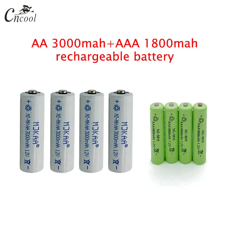 20 шт. AA 3000 мАч Ni MH аккумуляторы + AAA 1800 аккумуляторы|Перезаряжаемые батареи| |