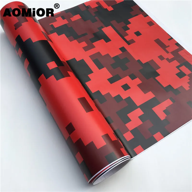 Red Digital Camo Vinyl Wrap Film (10)