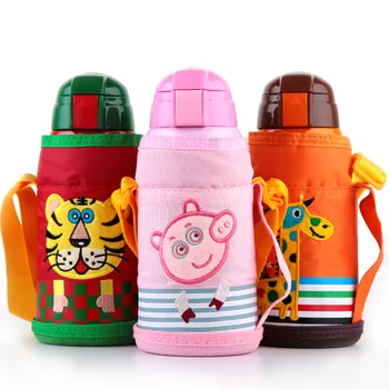 

600ml Baby Thermos Vacuum Flask Stainless Steel Thermos Bottle Children Insulated Water Kettle 1 Cup Cover 4 Caps With Straw