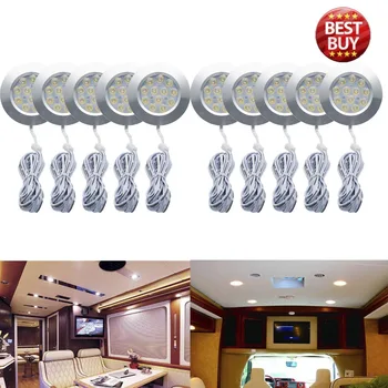 

10pcs 12V 3W White LED Round Spot Interior Dome Ceiling Light For Car RV Boat Camper LED Interior White Light 3000K