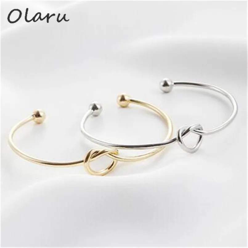 

Olaru Fashion Gold Sliver Tie Bow Charm Bracelet For Woman 2018 New Cheap Simple Summer bracelets & bangles Wholesale Gift
