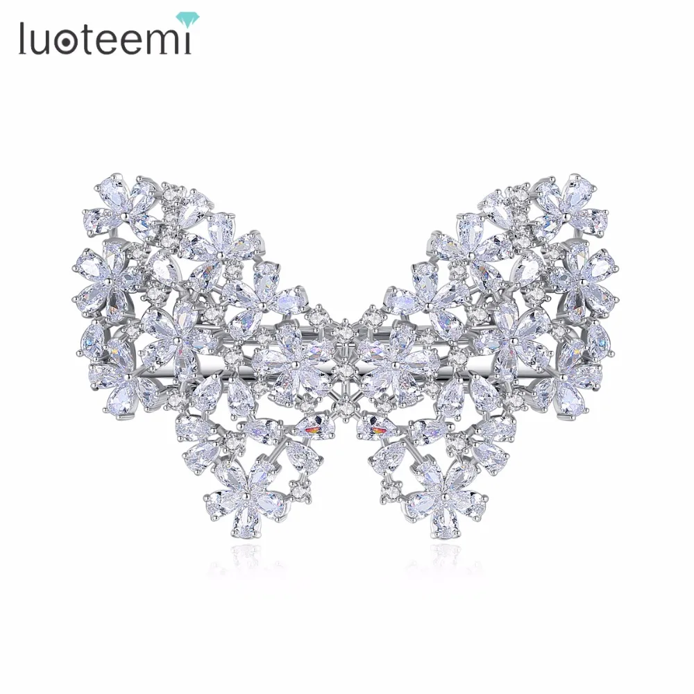 

LUOTEEMI Spring Fashion AAA Cubic Zircon White Gold Color Hair Accessories Hairpins Jewellery For Women Daily-life Bijoux Gifts