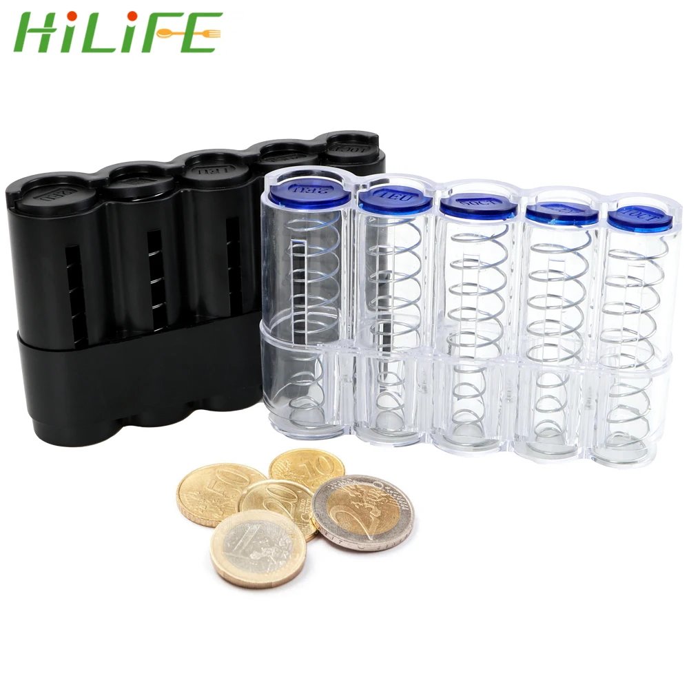 

HILIFE Euro Coin Dispenser Storage Box Saving Box Jar Coin Holder Case Creative Money Boxes Storage Coins Purse Home Decor
