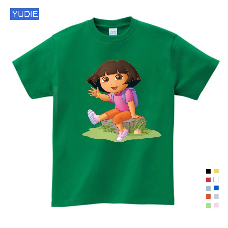 Одежда из чистого хлопка для девочек и детей постарше, летние Забавные футболки, детские белые удобные футболки с изображением Даши-путешественницы - Цвет: T-shirt