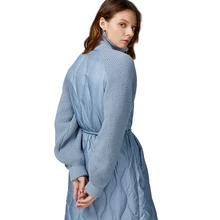 2019 Women's Down Jacket Knit Bat Sleeve Winter Jacket Women long Coats  collar  Large Size Jackets Warm coat  fashion leisure