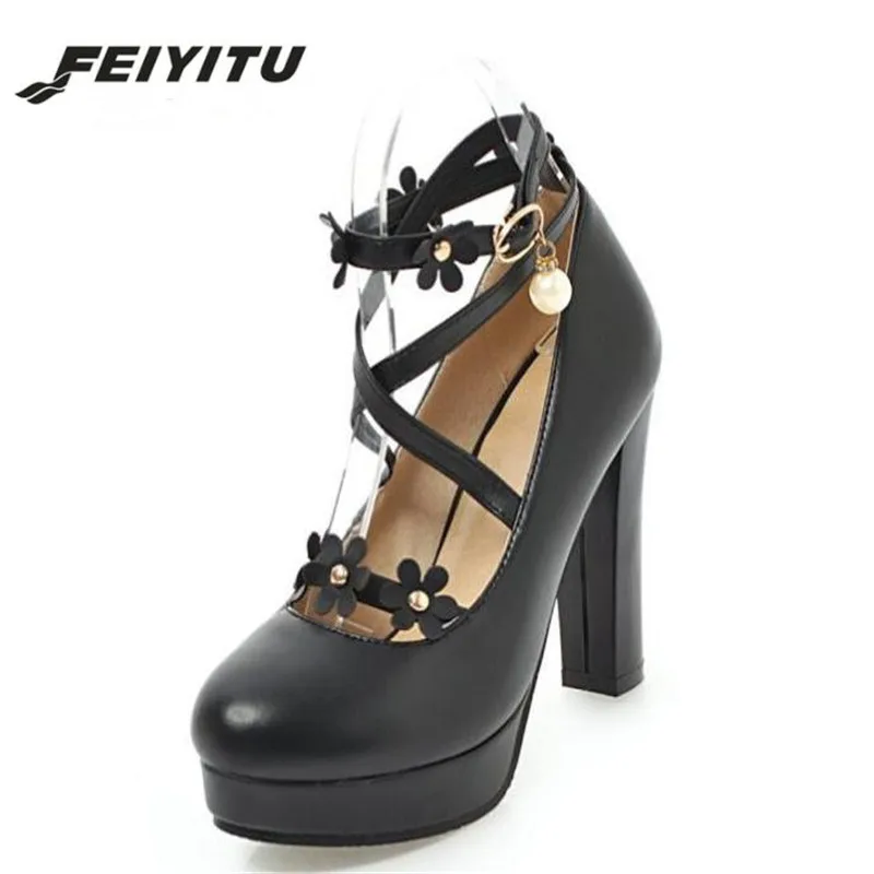 

Feiyitu 2018 spring ladies chaussure femme women platform shoes woman high heels sapato feminino chunky zapatos mujer pumps