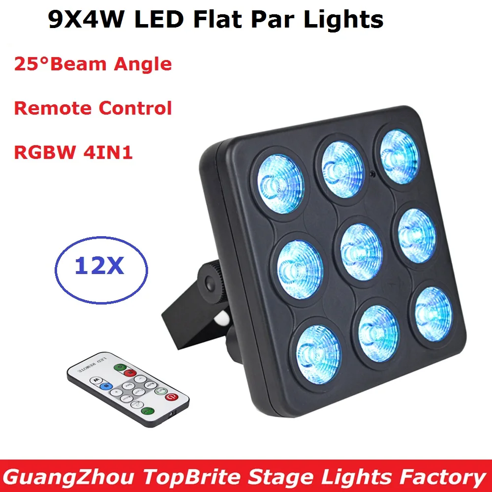 

12 Units LED Par Can Lights 9X4W RGBW 4IN1 LED Flat Par Lights Remote / DMX Control Perfect For Party Dj Christmas Decorations