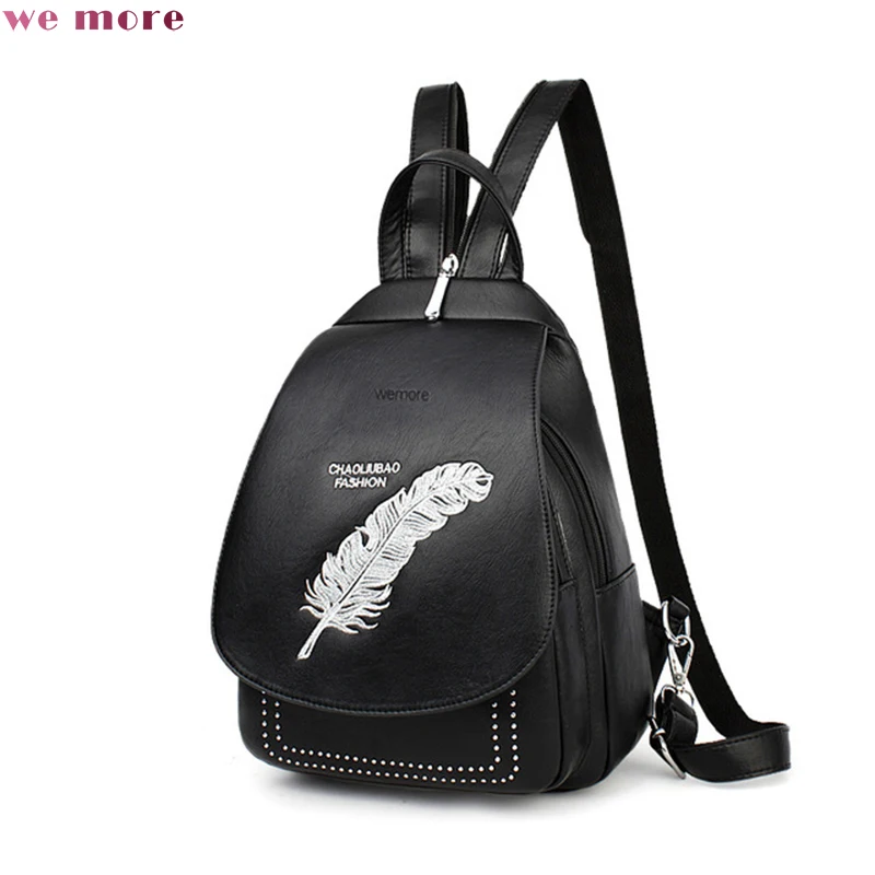 we more Women Backpack Leather Backpacks Softback Bags Brand Name Bag