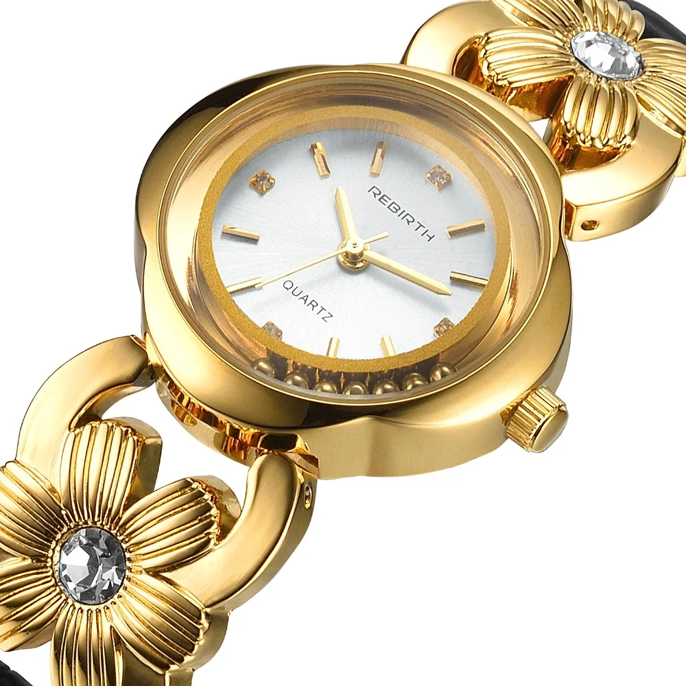 

Wholesale Luxury Fashion Casual Leather Watches Women Flower Dress Watch Women Cretive Quartz Wristwatch RE011