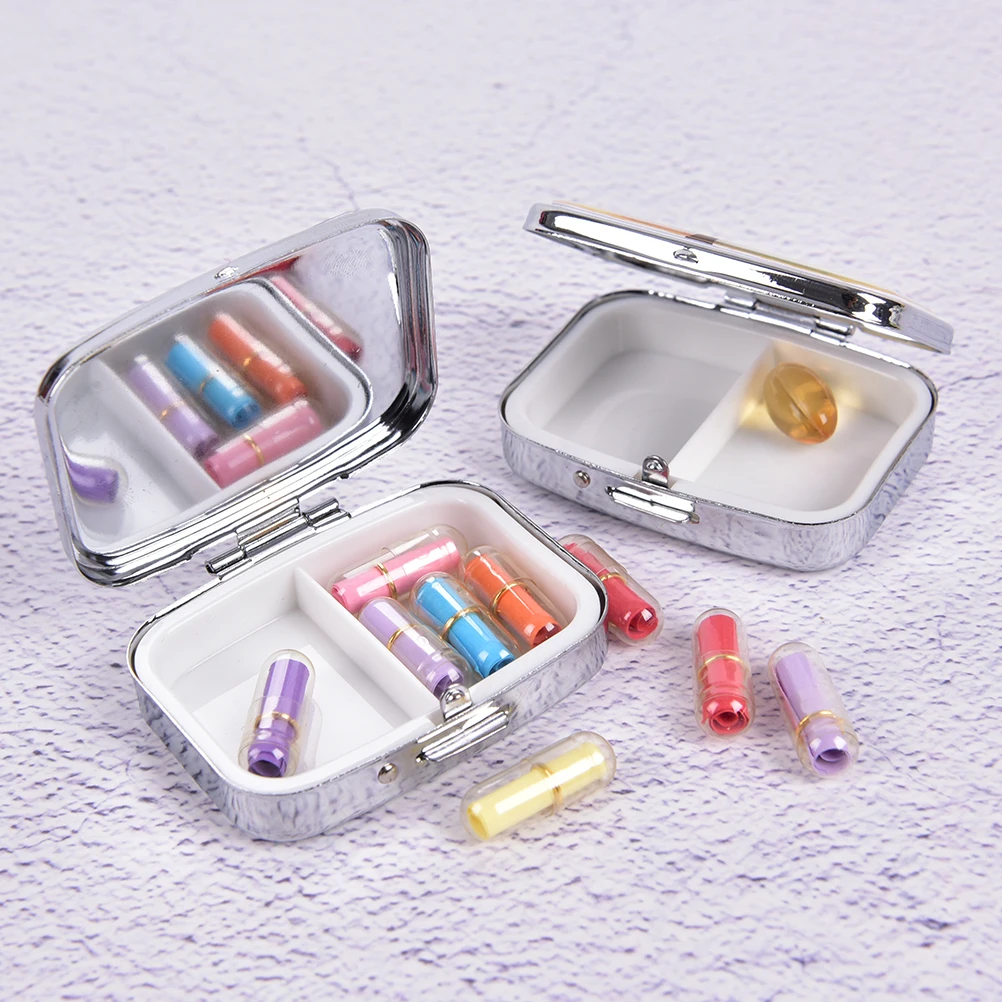 1 шт. портативный металлический круглый органайзер с цветочным принтом милый отсек чехол для таблеток Divid контейнер для хранения таблеток 15 стилей - Цвет: F