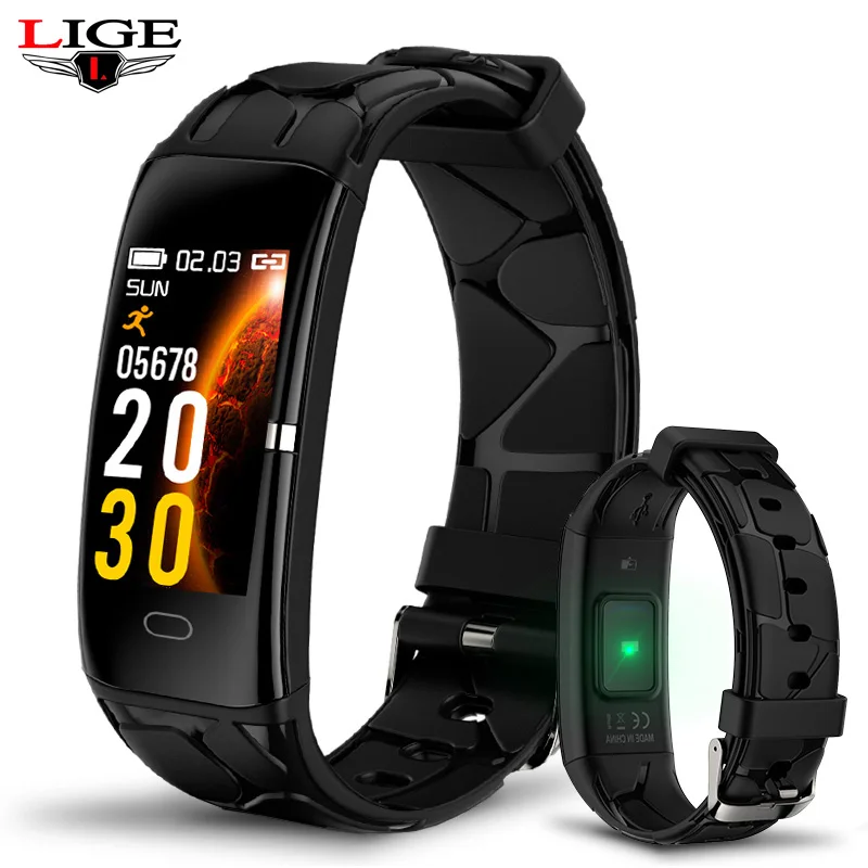 

LIGE Smart Bracelet Men Women IP68 Waterproof Fitness Tracker Heart Rate Monitor Pedometer Sport Smart Wristband For Android ios