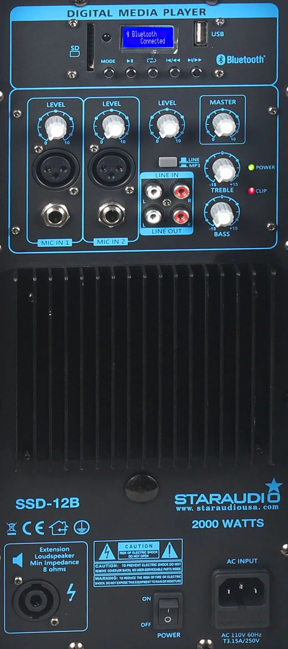 dual 12 inch 2000w dj pa stage party night clubs disco ktv powered speakers with cables stands