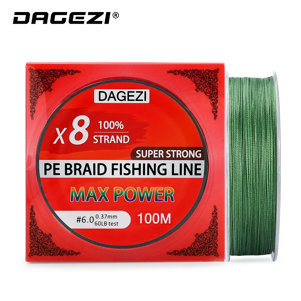 DAGEZI 100 m 8 حبلا صنارة صيد بولي ايثيلين مجدول 10-80LB سلاسة المتعددة الشعيرات خيط صنارة الصيد s ل الكارب الصيد معالجة