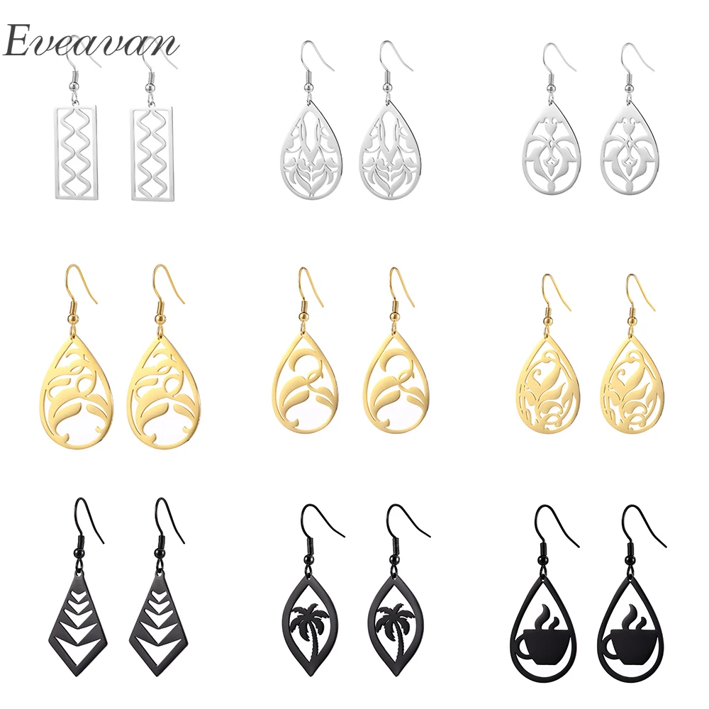 

EUEAVAN 10 Pairs Multiple 2019 Long Geometric Drop Dangle Earrings Gold Silver Black Color Trendy Jewelry Gift For Party Wedding