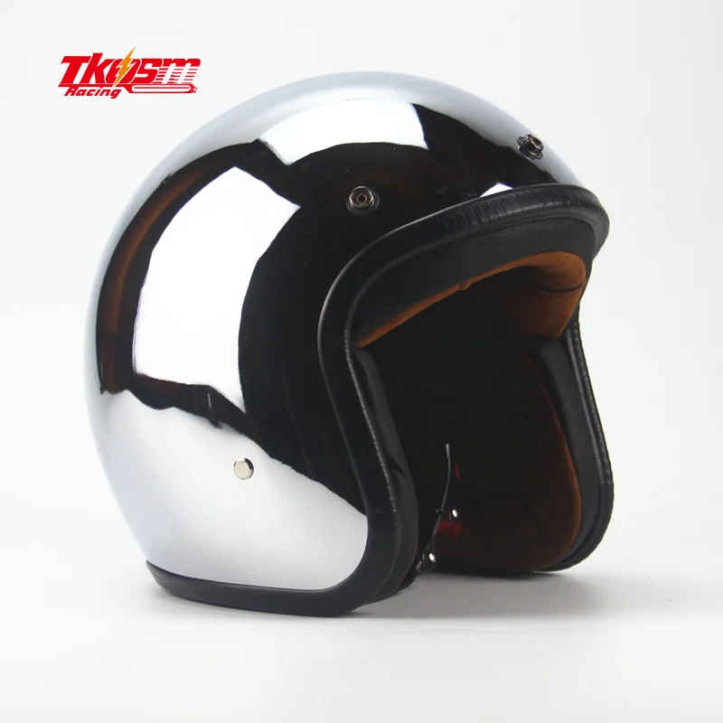 

TKOSM Free Shipping High Light Sliver Open Face Retro Open Face High Quality Novelty Retro moto Helment