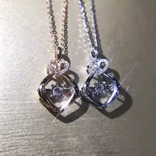 Lasamero венчик 0,05 CT 18 k золото круглая огранка квадратный центр Проложить Набор натуральный алмаз кулон ожерелье цепочка для женщин ювелирные украшения