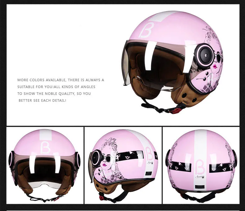 BEON мотоциклетный Ретро 3/4, полулицевые шлемы, винтажный шлем для скутера, открытый шлем для женщин, мотоциклетный шлем для мужчин